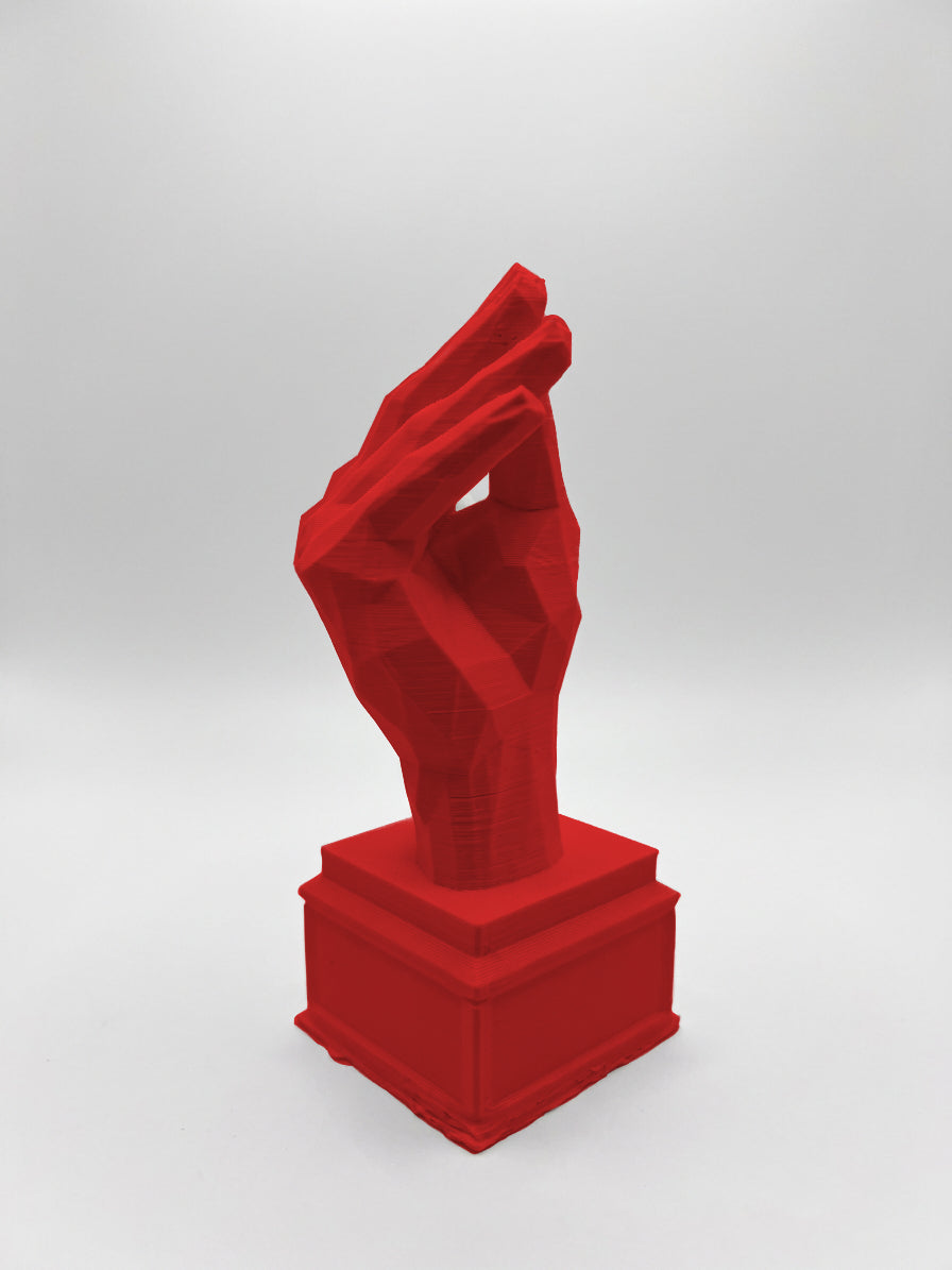 Statuina mano a tulipano gesto italiano boh rosso in stampa 3D PLA low-poly
