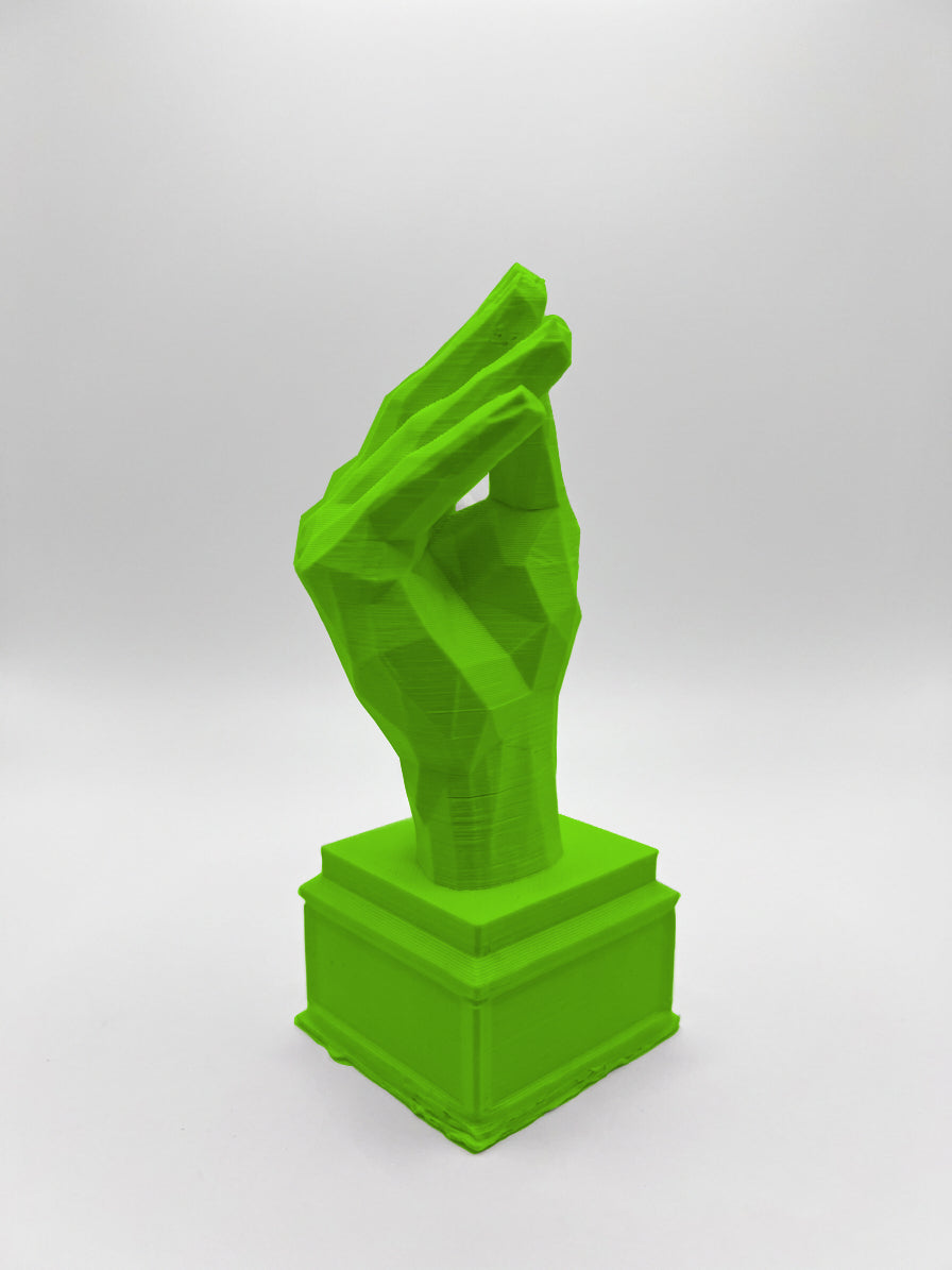 Statuina mano a tulipano gesto italiano boh verde in stampa 3D PLA low-poly