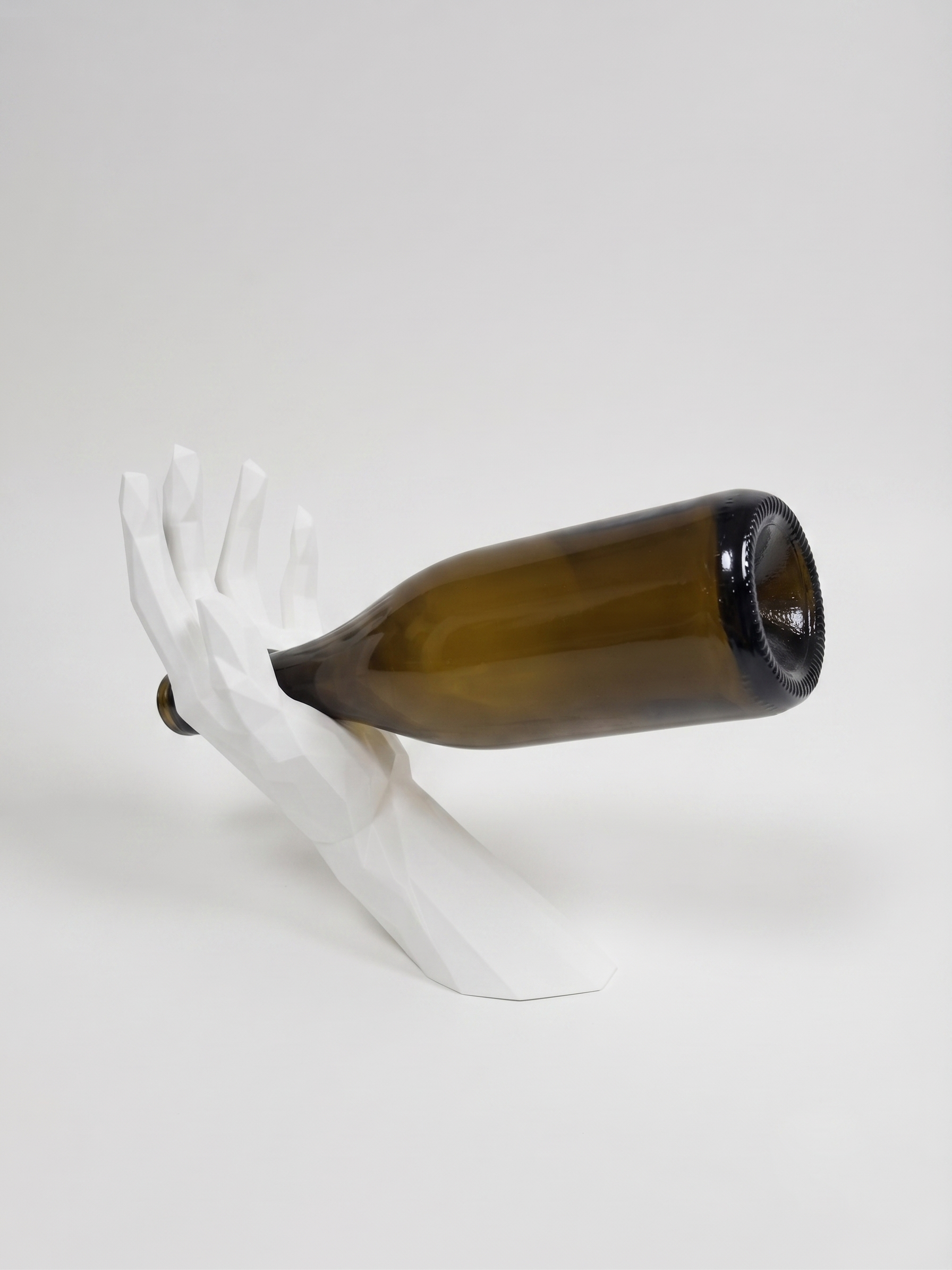 Mano Porta Bottiglia bianco in stampa 3D PLA, cucina di design low-poly