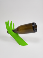 Mano Porta Bottiglia verde in stampa 3D PLA, cucina di design low-poly