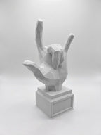 Statuina mano rock con le corna bianco in stampa 3D PLA, regalo per musicisti low-poly