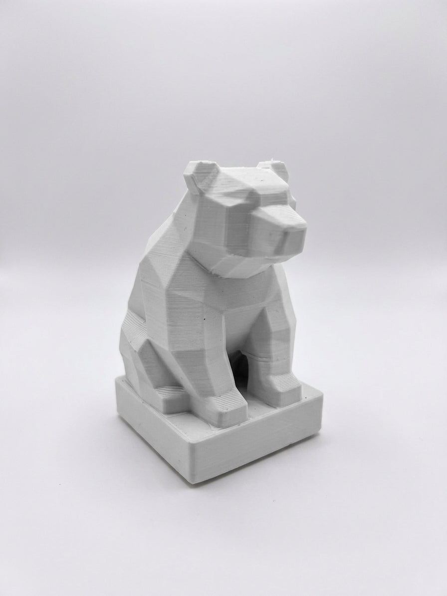 Statuina orso bianco in stampa 3D PLA, totem animale low-poly da collezione
