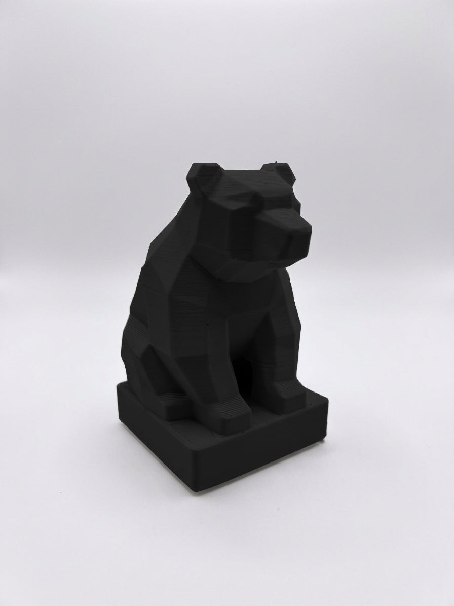 Statuina orso nero in stampa 3D PLA, totem animale low-poly da collezione