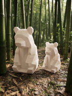 Statuina panda in stampa 3D come soprammobile da scrivania, design low-poly