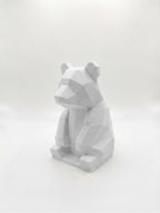 Statuina panda bianco in stampa 3D PLA, totem animale low-poly da collezione