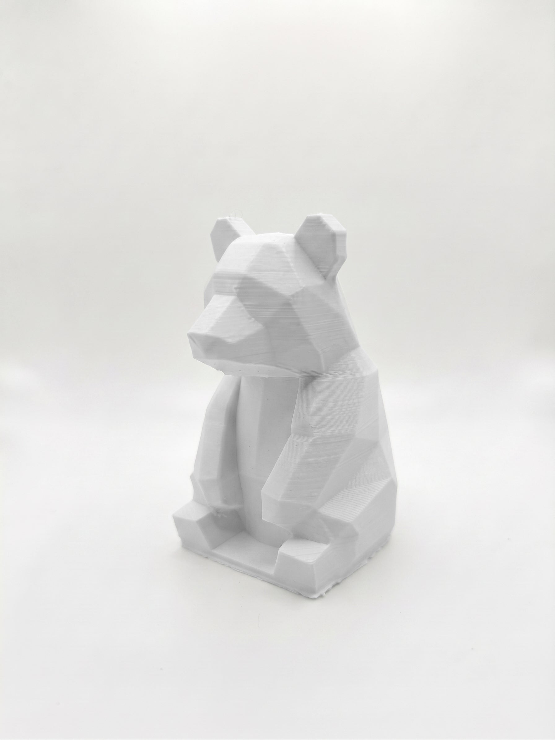 Statuina panda bianco in stampa 3D PLA, totem animale low-poly da collezione