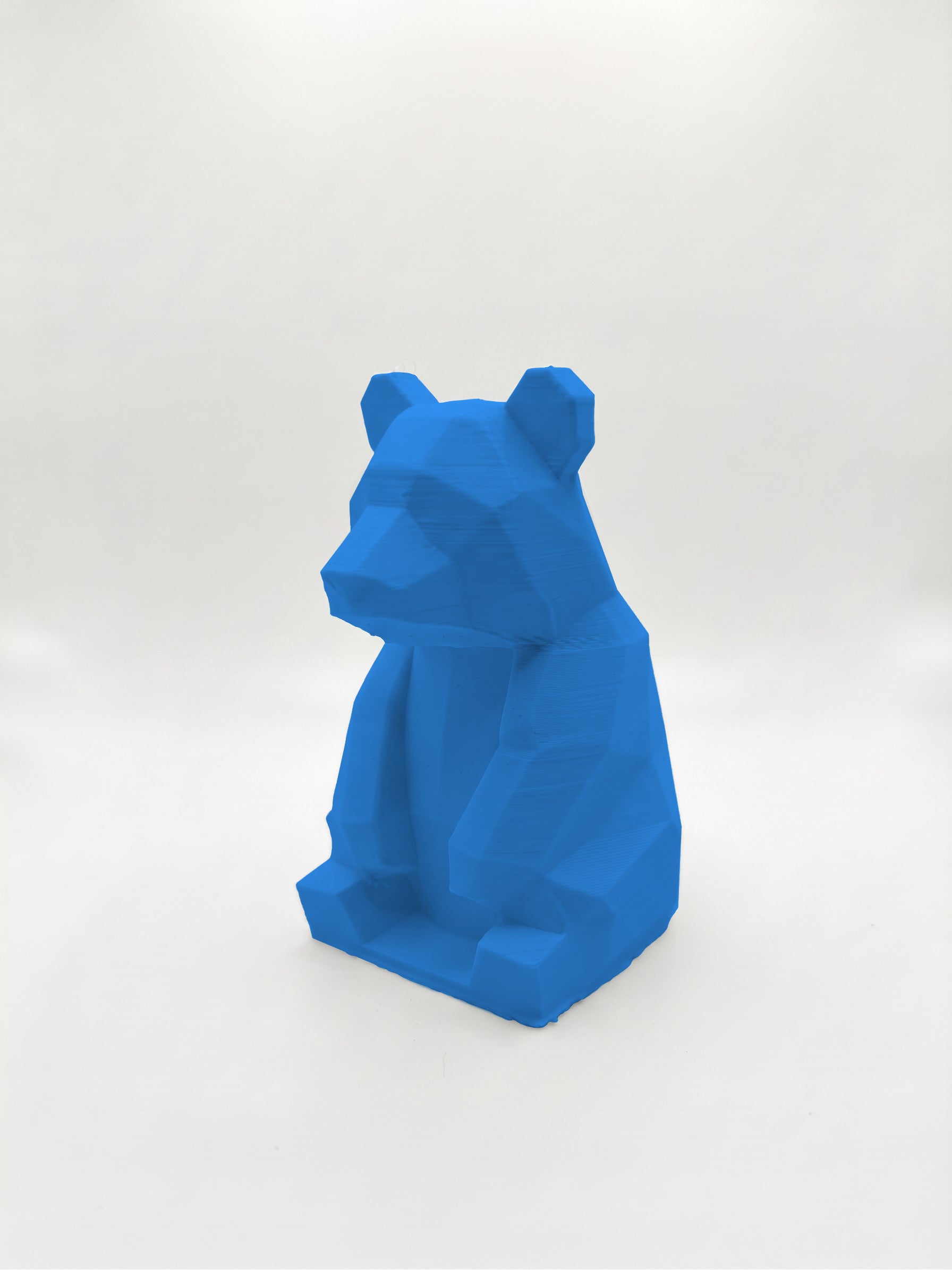 Statuina panda blu in stampa 3D PLA, totem animale low-poly da collezione