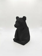 Statuina panda nero in stampa 3D PLA, totem animale low-poly da collezione
