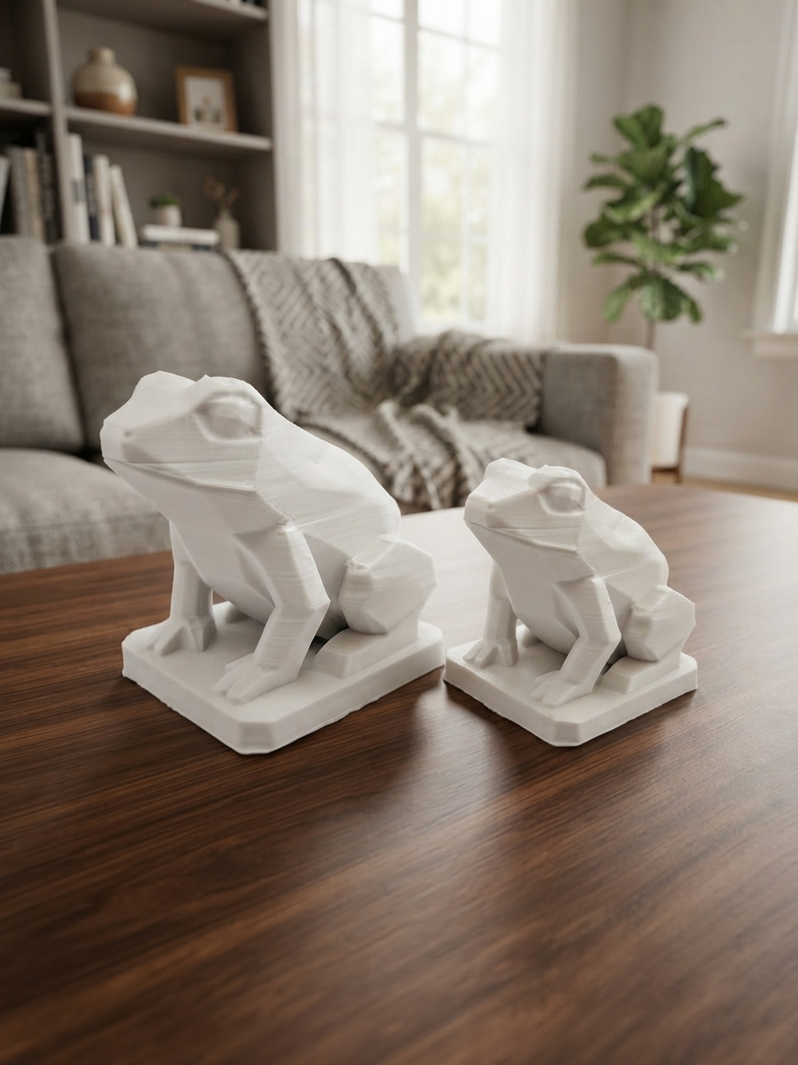 Statuina rana in stampa 3D come soprammobile da scrivania, design low-poly
