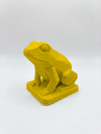 Statuina rana giallo in stampa 3D PLA, totem animale low-poly da collezione