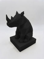 Statuina rinoceronte nero in stampa 3D PLA, totem animale low-poly da collezione