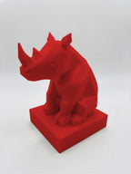 Statuina rinoceronte rosso in stampa 3D PLA, totem animale low-poly da collezione