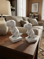 Statuina t-rex in stampa 3D come soprammobile da scrivania, design low-poly