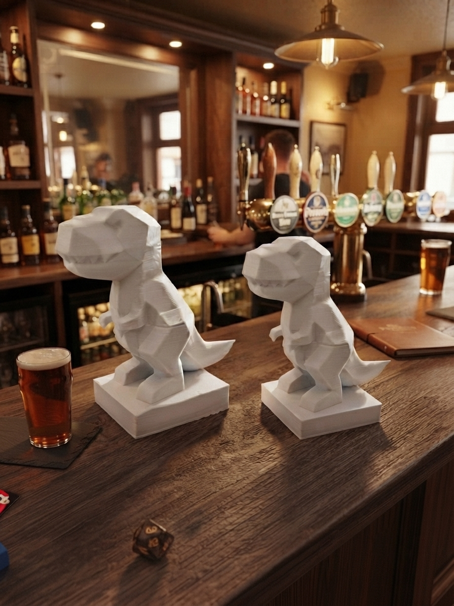Statuina t-rex low-poly, totem animale stampato in 3D made in Italy