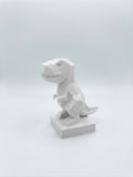 Statuina t-rex bianco in stampa 3D PLA, totem animale low-poly da collezione