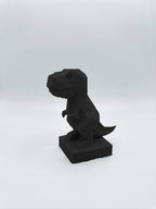 Statuina t-rex nero in stampa 3D PLA, totem animale low-poly da collezione
