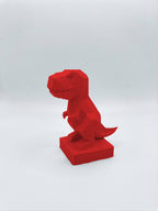Statuina t-rex rosso in stampa 3D PLA, totem animale low-poly da collezione