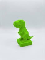 Statuina t-rex verde in stampa 3D PLA, totem animale low-poly da collezione