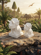 Statuina triceratopo in stampa 3D come soprammobile da scrivania, design low-poly