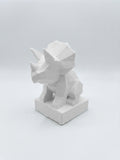 Statuina triceratopo bianco in stampa 3D PLA, totem animale low-poly da collezione