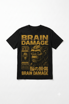 Maglietta Cyberpunk unisex nera con grafica Brain Damage, stampa streetwear