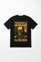 Maglietta Cyberpunk unisex nera con grafica Terminate, stampa streetwear