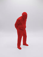 Statuina Umarell rossa in stampa 3D PLA, idea regalo omino da cantiere per la scrivania