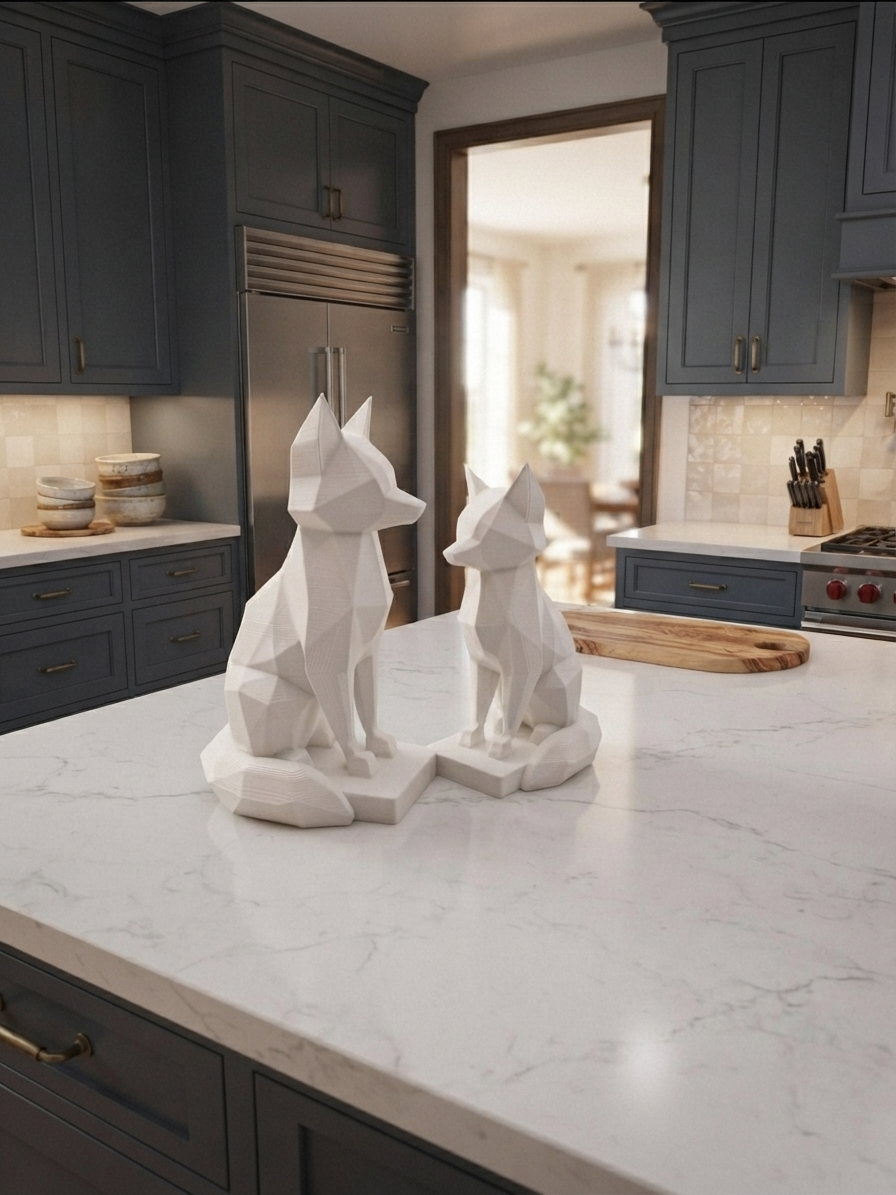 Statuina volpe low-poly, totem animale stampato in 3D made in Italy