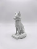 Statuina volpe bianco in stampa 3D PLA, totem animale low-poly da collezione