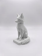 Statuina volpe bianco in stampa 3D PLA, totem animale low-poly da collezione