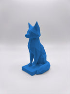 Statuina volpe blu in stampa 3D PLA, totem animale low-poly da collezione