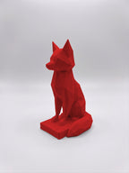 Statuina volpe rosso in stampa 3D PLA, totem animale low-poly da collezione