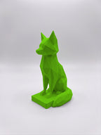 Statuina volpe verde in stampa 3D PLA, totem animale low-poly da collezione